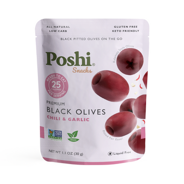 Pitted Black Olives With Chili & Garlic - 10 Snack Packs (1.1 OZ/Pouch)