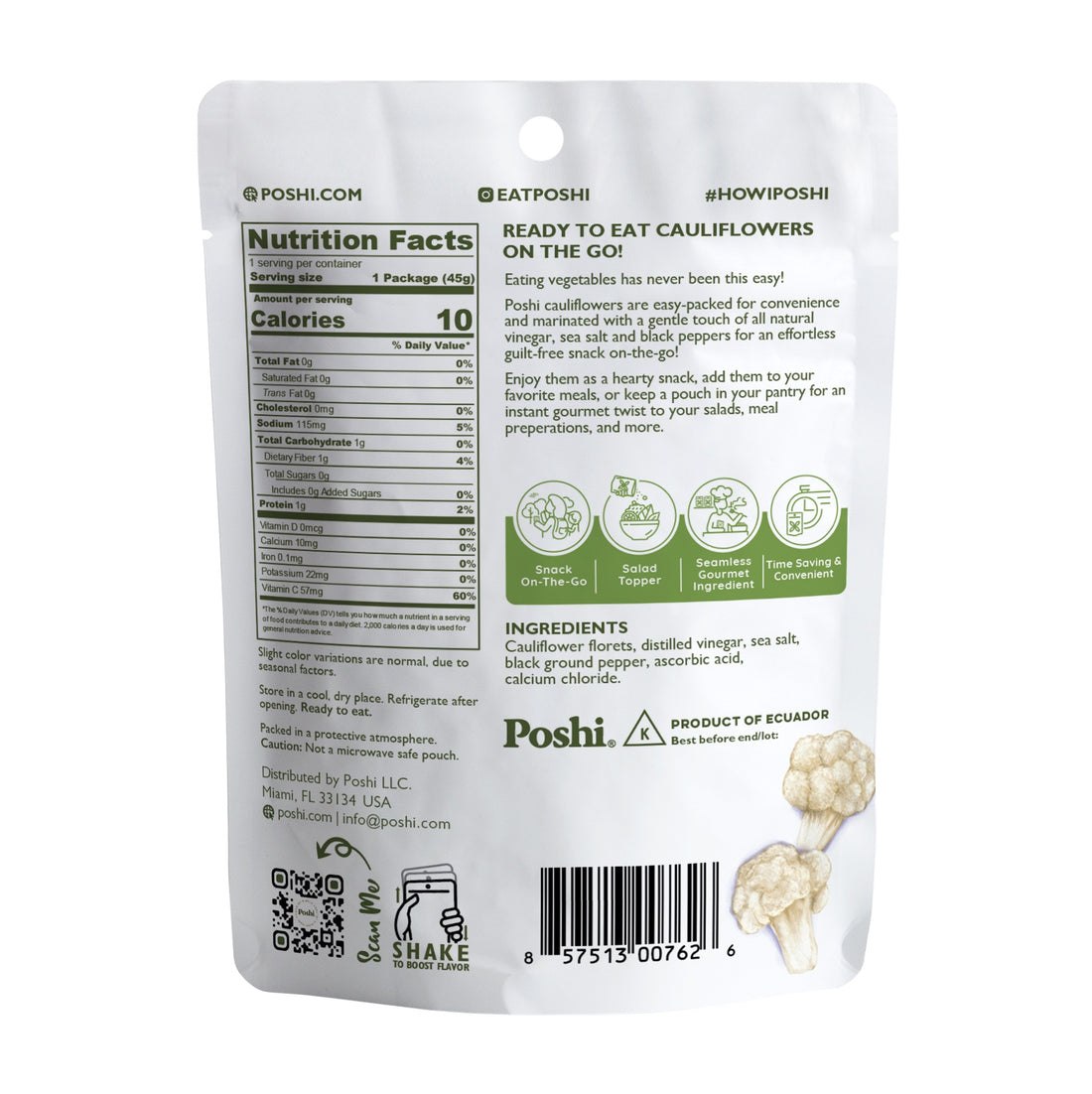 Cauliflower With Salt & Black Pepper - 10 Pack (1.58 OZ/Pouch)